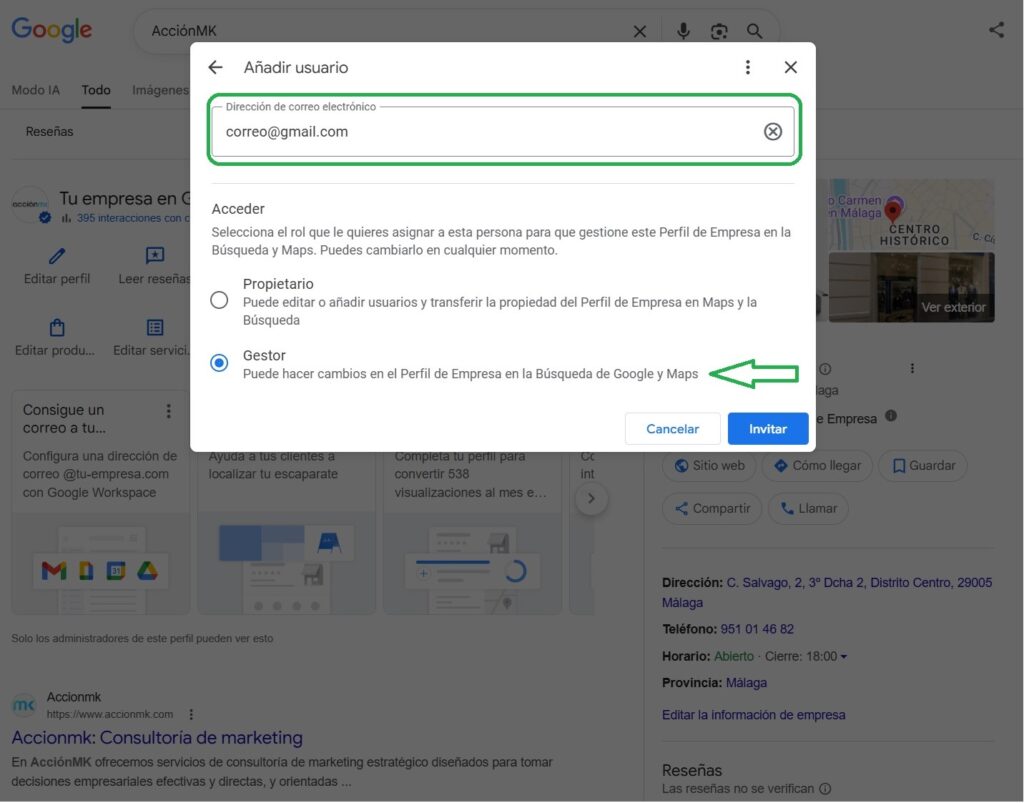6.2. Selección del Rol Bajo el campo "Acceso", selecciona entre dos opciones: • Propietario: Para personas con responsabilidad de gestión completa • Administrador: Para colaboradores con funciones operativas limitadas 